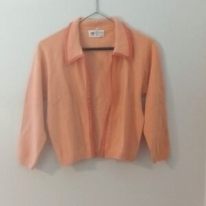 Vintage Diana-Mere Angora blend orange sherbet colored open front cardigan.